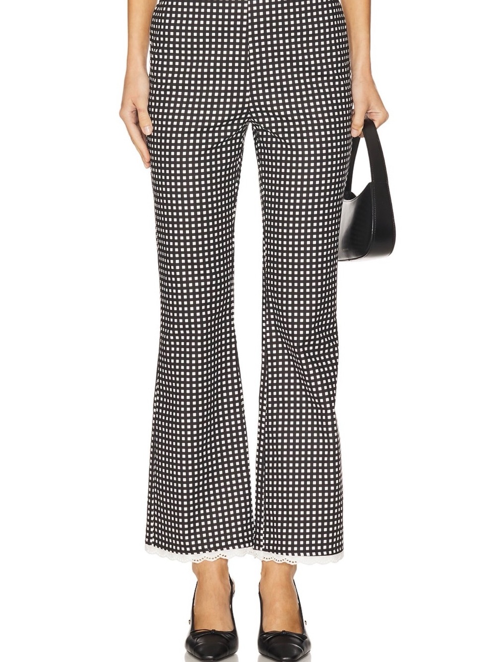 WEWOREWHAT Crop Straight Leg Pant in Black & White Gingham Pants - Women